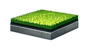 Shock-absorbing indoor training surface with a turf finish